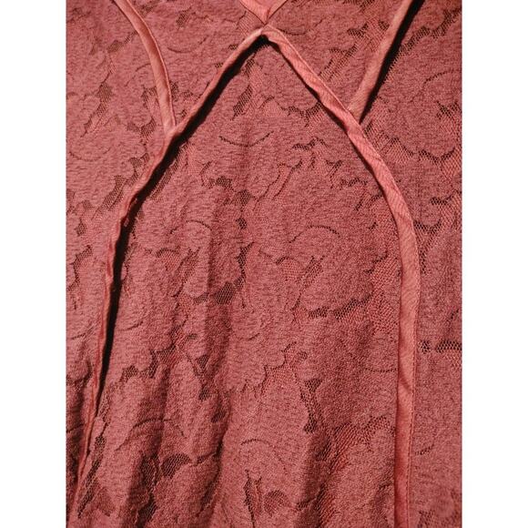 Moon River Flutter Sleeve Lace Floral Fit & Flare Dress V-Neck Burgundy Womens S - Picture 6 of 10